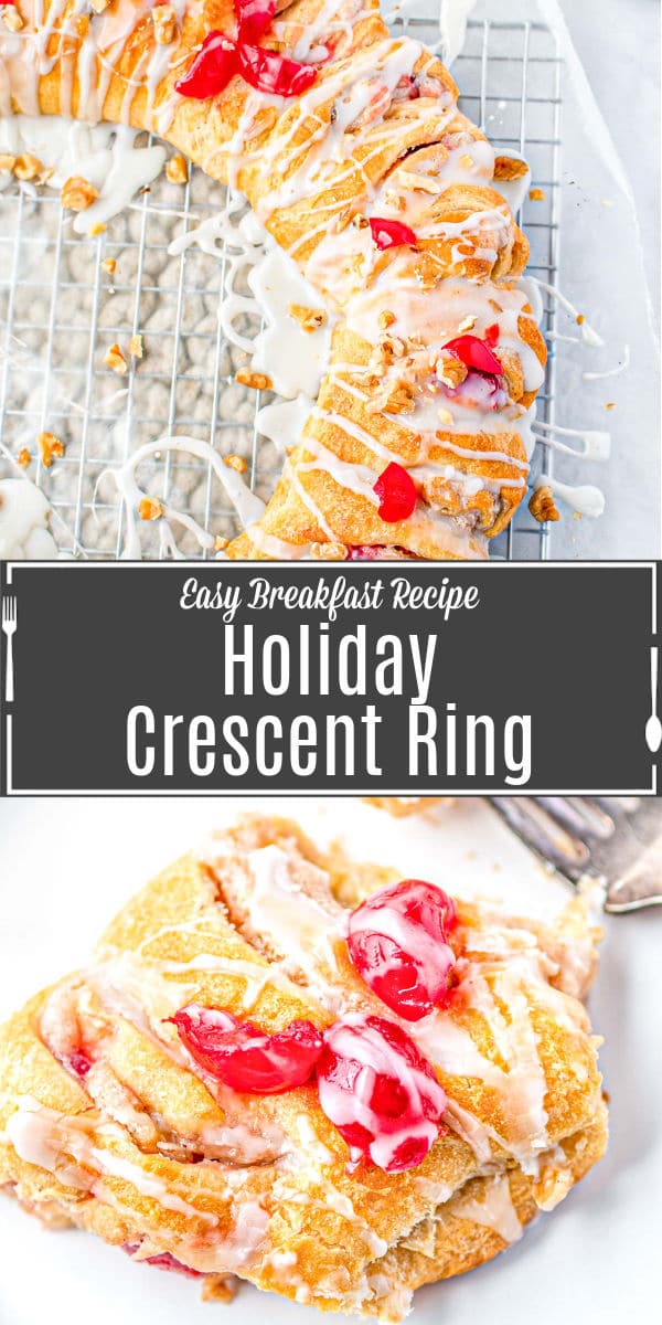 Pinterest image for Holiday Crescent Roll Breakfast Ring with title text