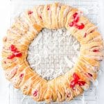 top down view of holiday crescent wreath