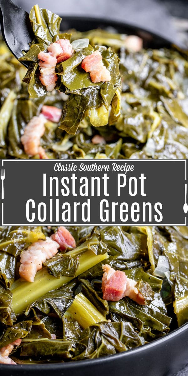 Pinterest image of Instant Pot Collard Greens with title text