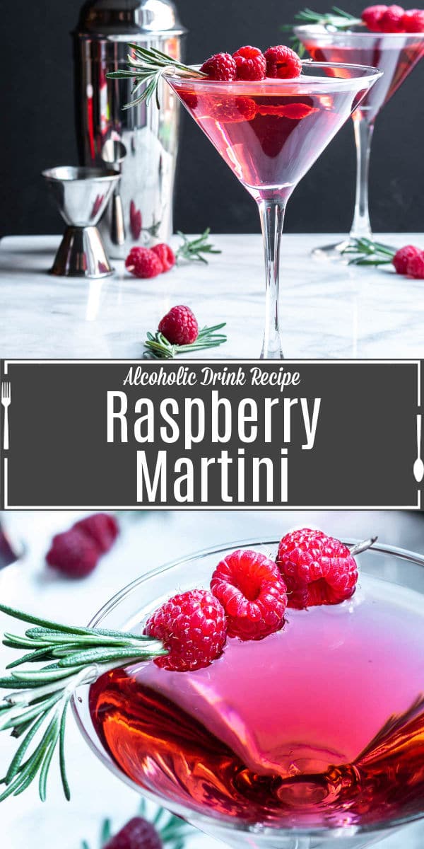 Pinterest image for Raspberry Martini with title text
