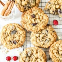 Oatmeal White Chocolate Cranberry Cookies on rack