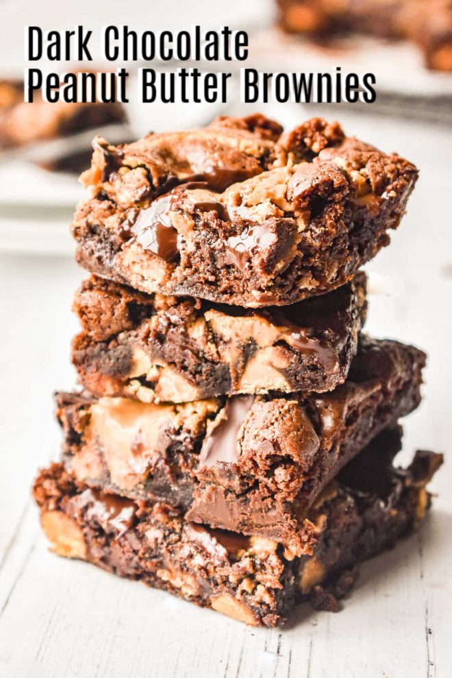 Pinterest image for Dark Chocolate Peanut Butter Brownies with title text