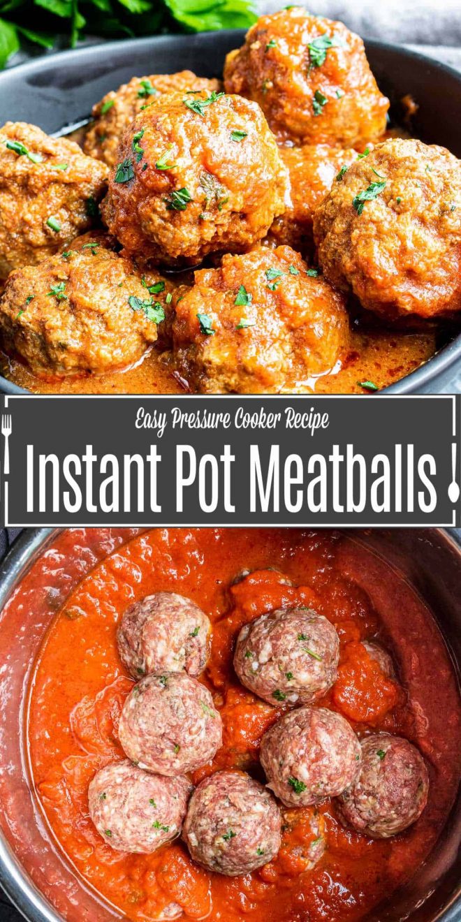 Pinterest image for Instant Pot Meatballs with title text