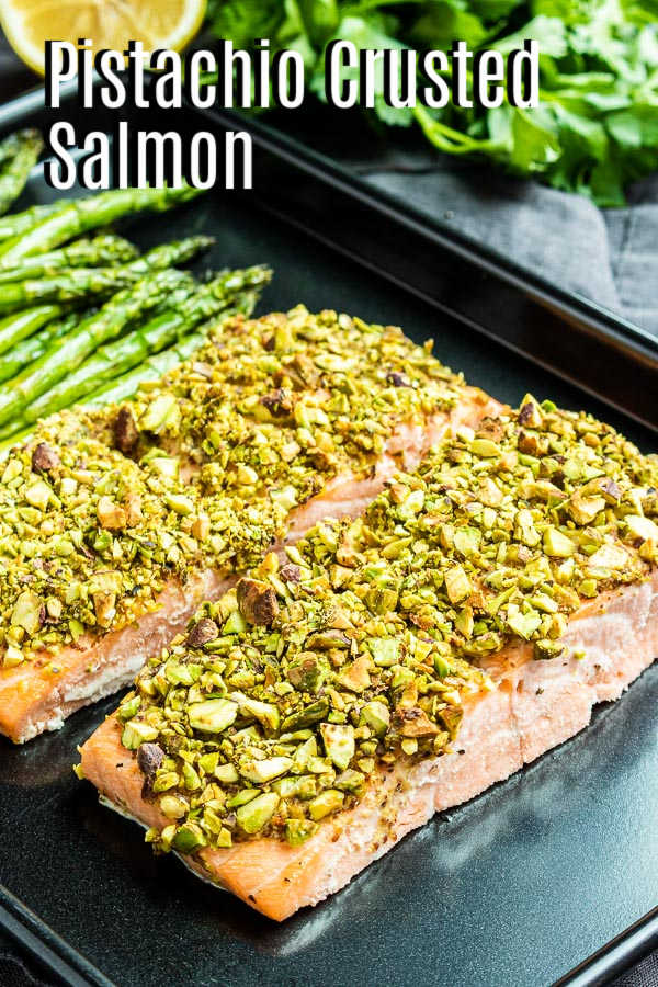 Pinterest image for Pistachio Crusted Salmon with title text