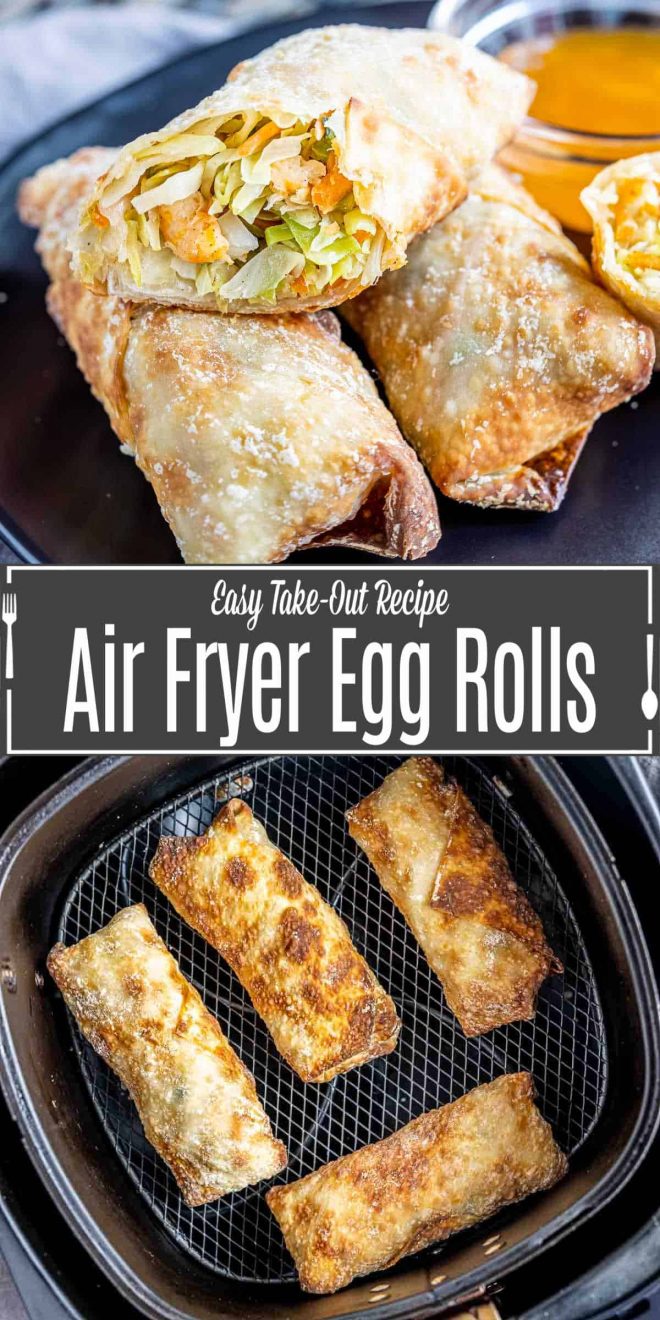Pinterest image of Air Fryer Egg Rolls with title text