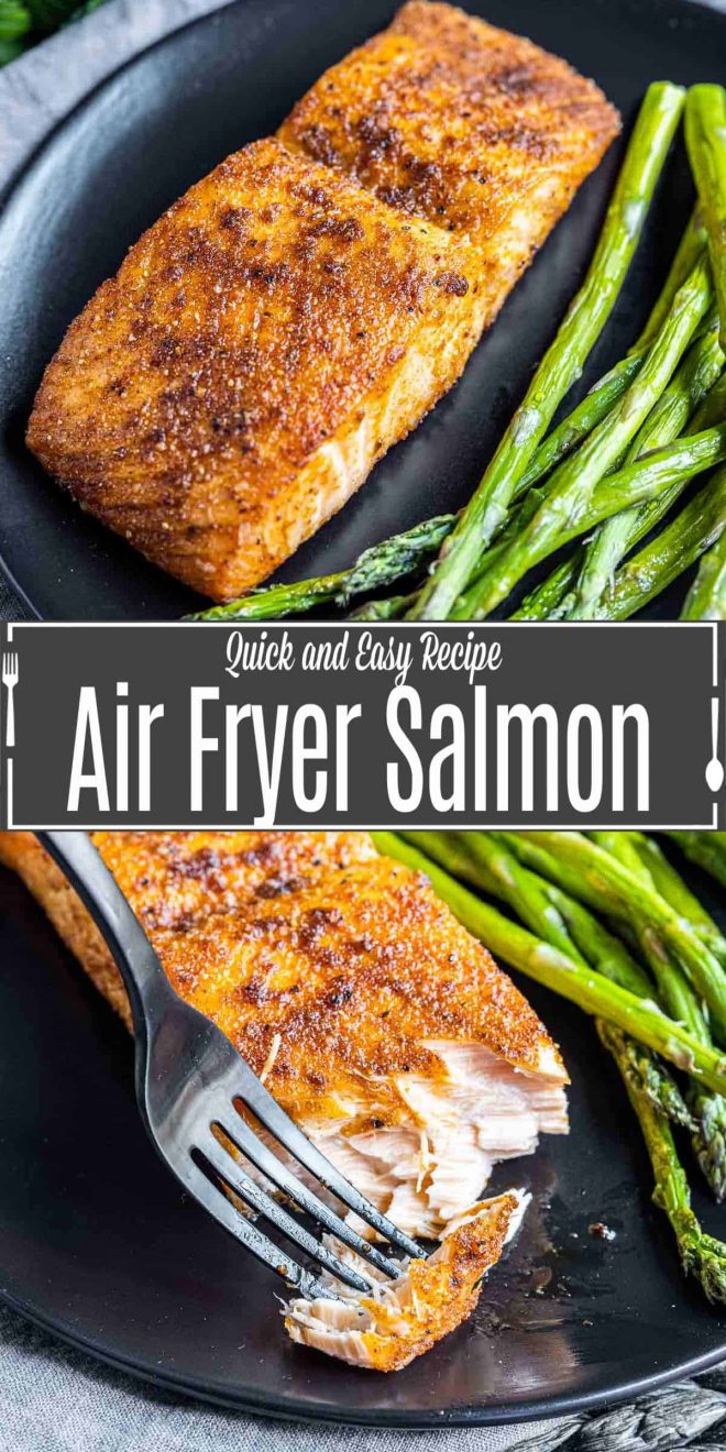 Pinterest image of Air Fryer Salmon with title text