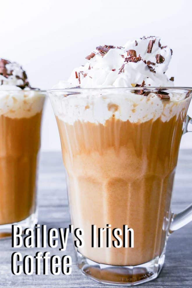 Pinterest image for Bailey’s Irish Coffee with title text