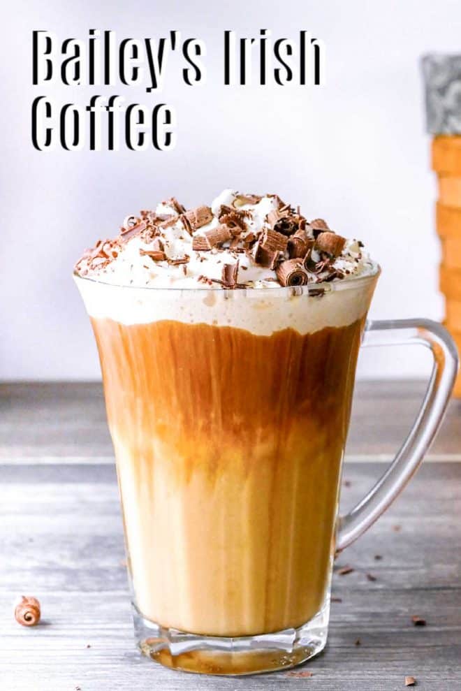 Pinterest image for Bailey’s Irish Coffee with title text
