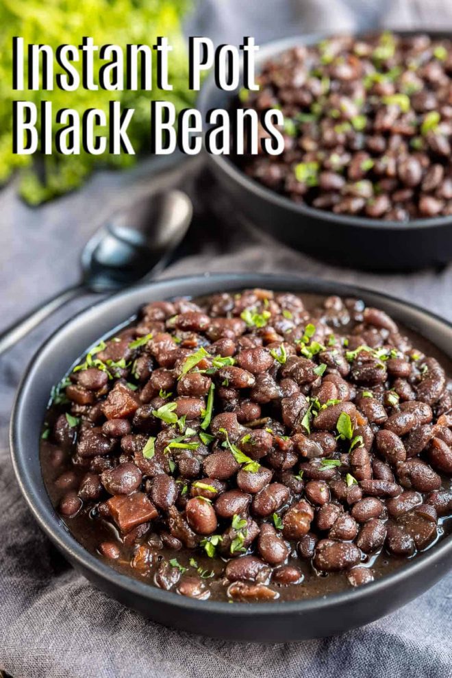 Pinterest image for Instant Pot Black Beans with title text