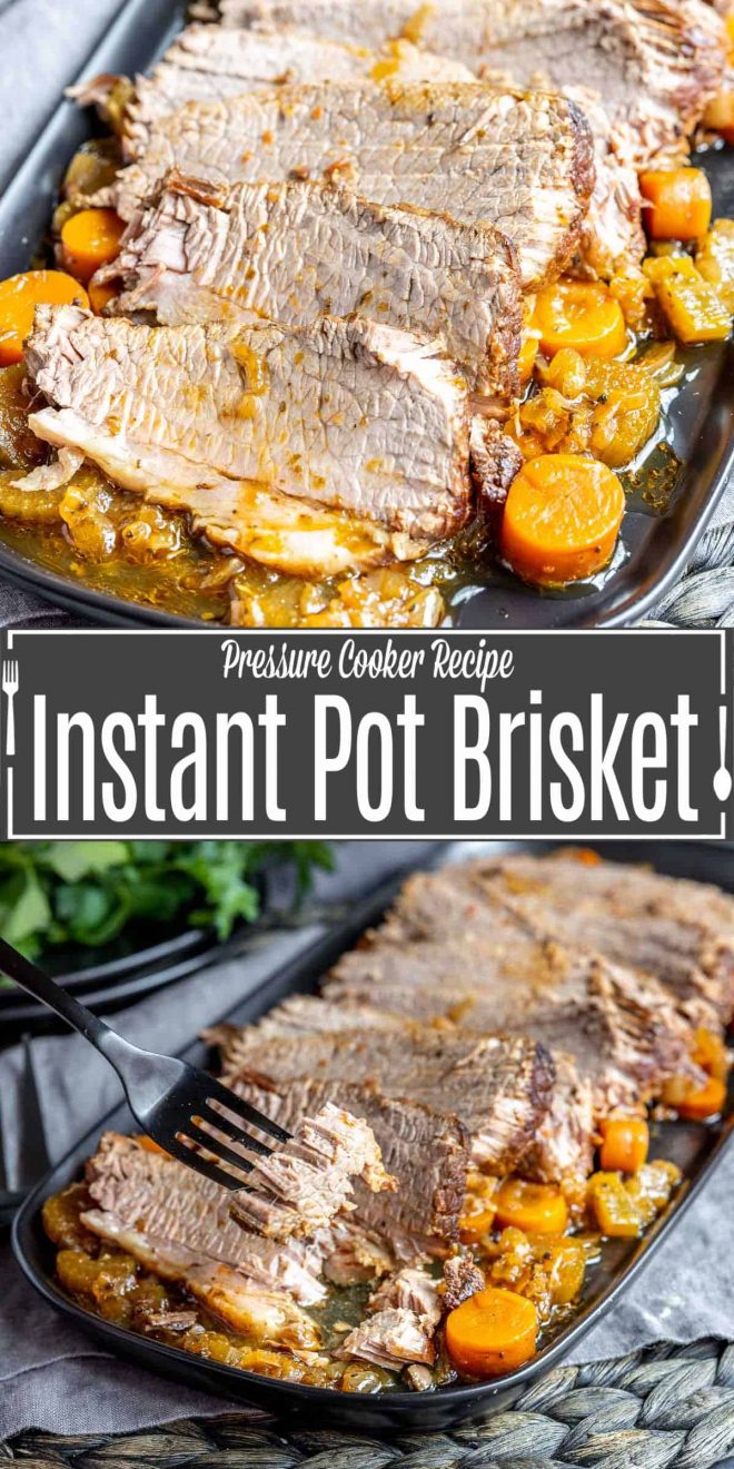 Pinterest image for Instant Pot Brisket with title text