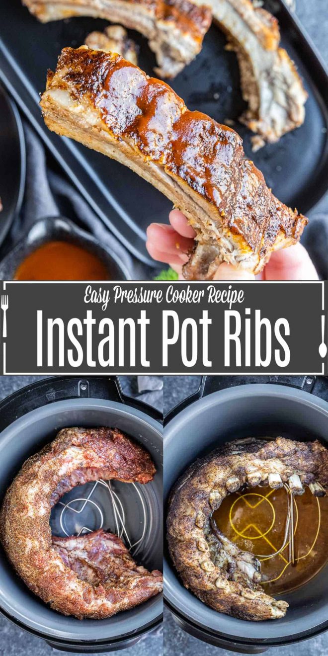 Pinterest image for Instant Pot Ribs with title text