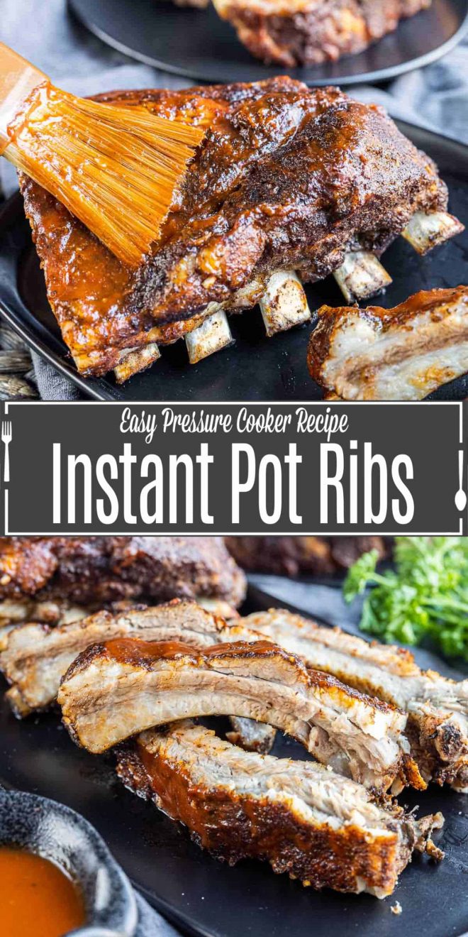 Pinterest image for Instant Pot Ribs with title text