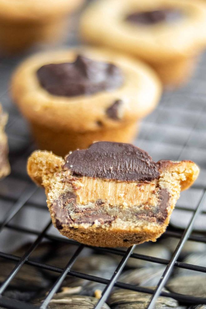 Peanut Butter Cookie Cups layered with peanut butter and chocolate