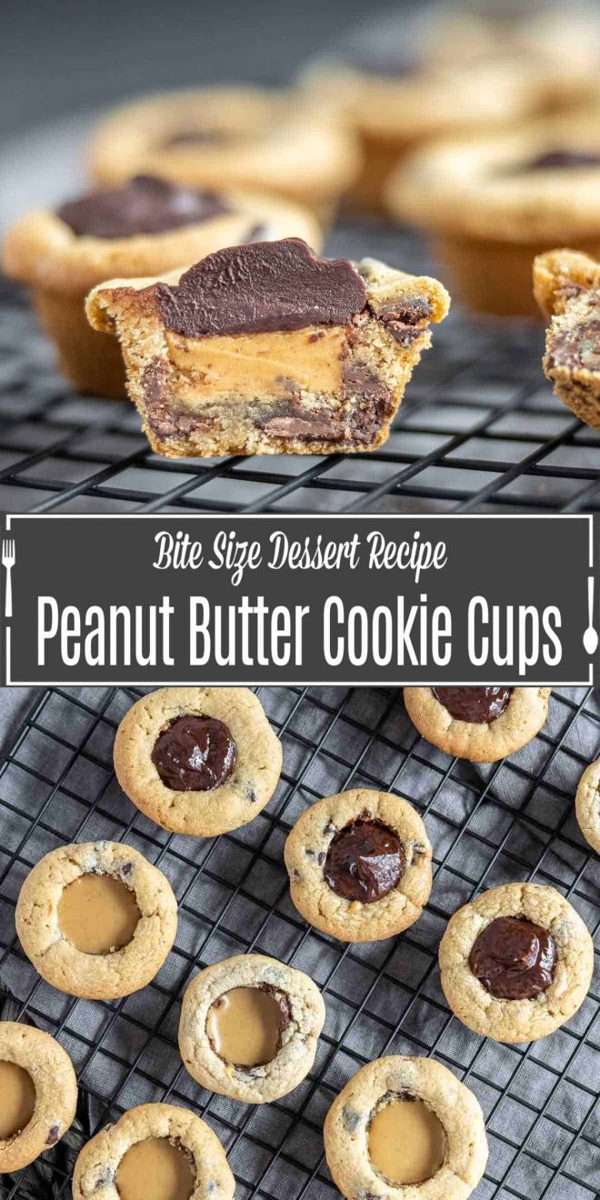 Pinterest image for Peanut Butter Cookie Cups with title text