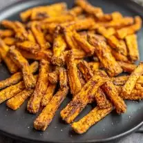 plate with Air Fryer Sweet Potato Fries