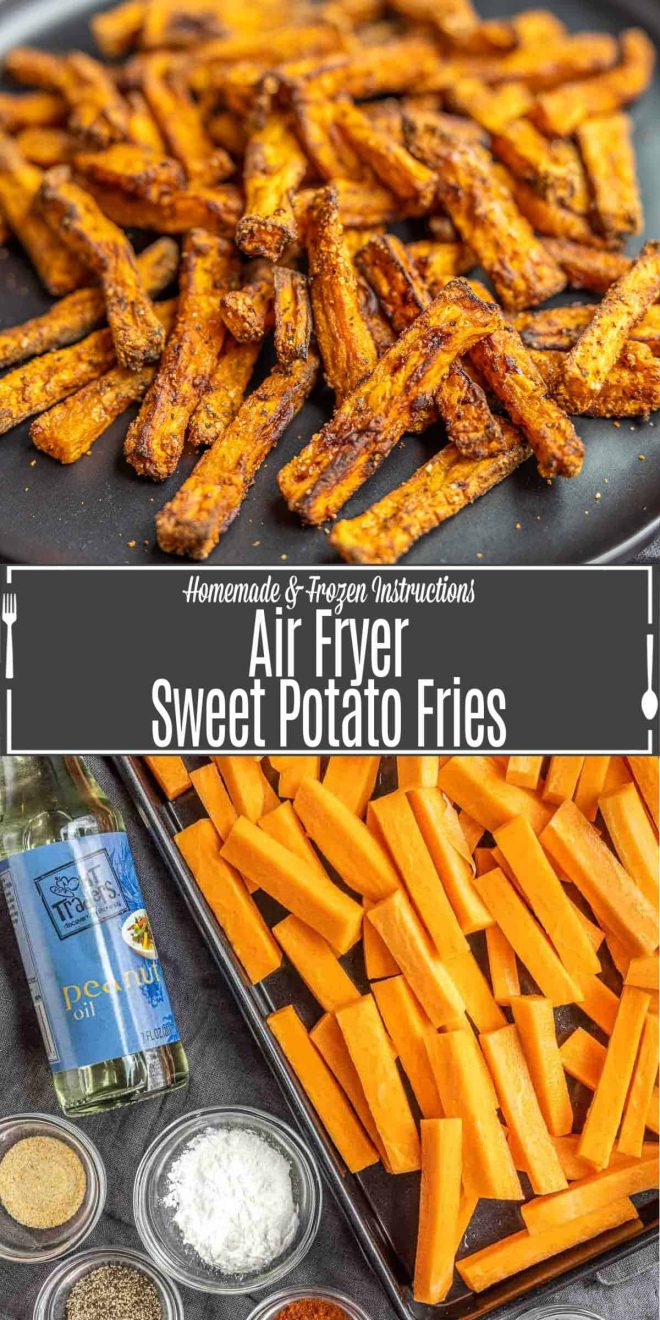Pinterest image of Air Fryer Sweet Potato Fries with title text