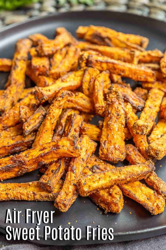 Pinterest image of Air Fryer Sweet Potato Fries with title text