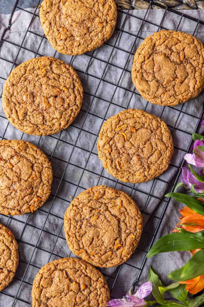 cooling Carrot Cake Mix Cookies on cookie cooling rack