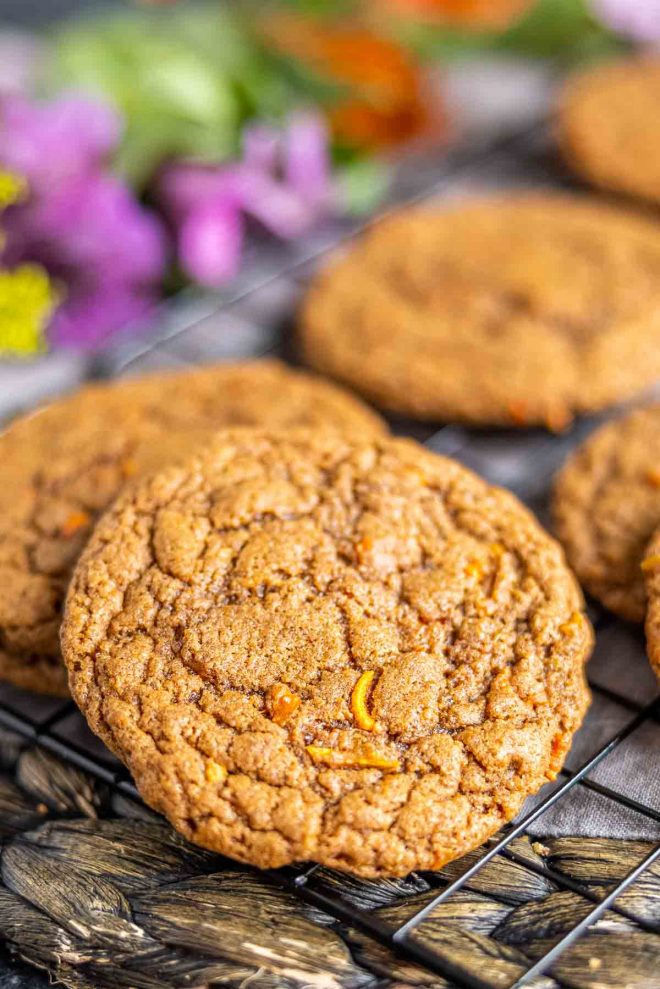 Carrot Cake Mix Cookies on cookie rack