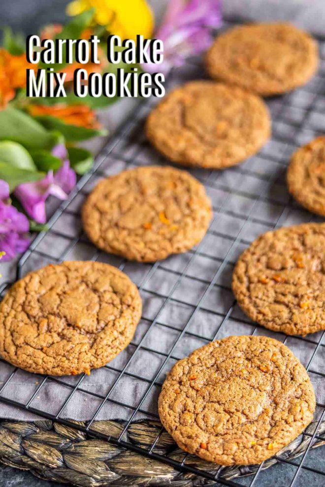 Pinterest image of Carrot Cake Mix Cookies with title text