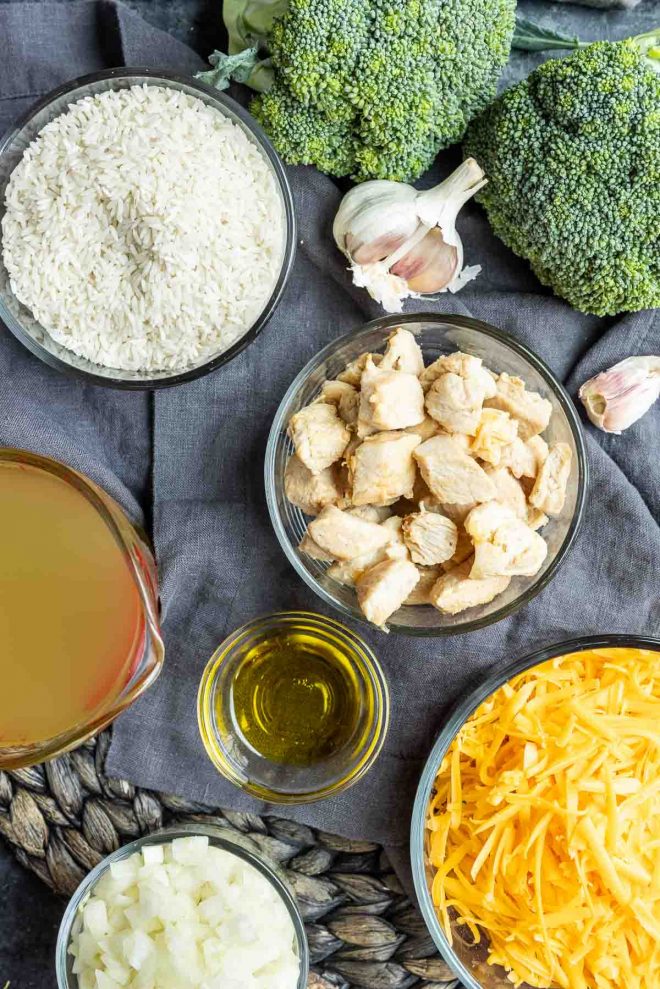 ingredients for Cheesy Instant Pot Chicken and Rice