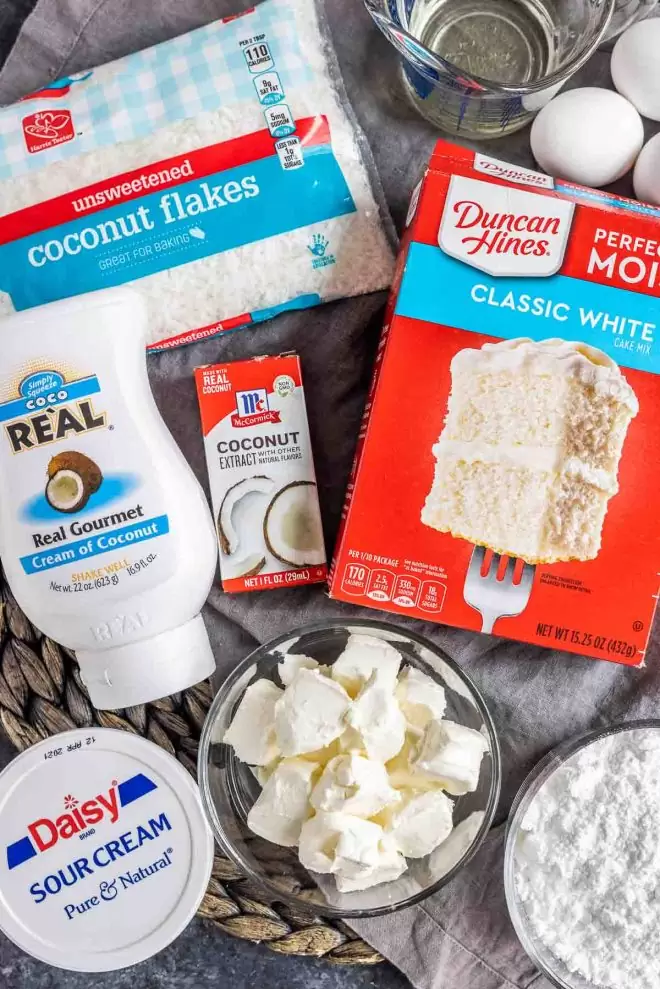 ingredients for Coconut Sheet Cake