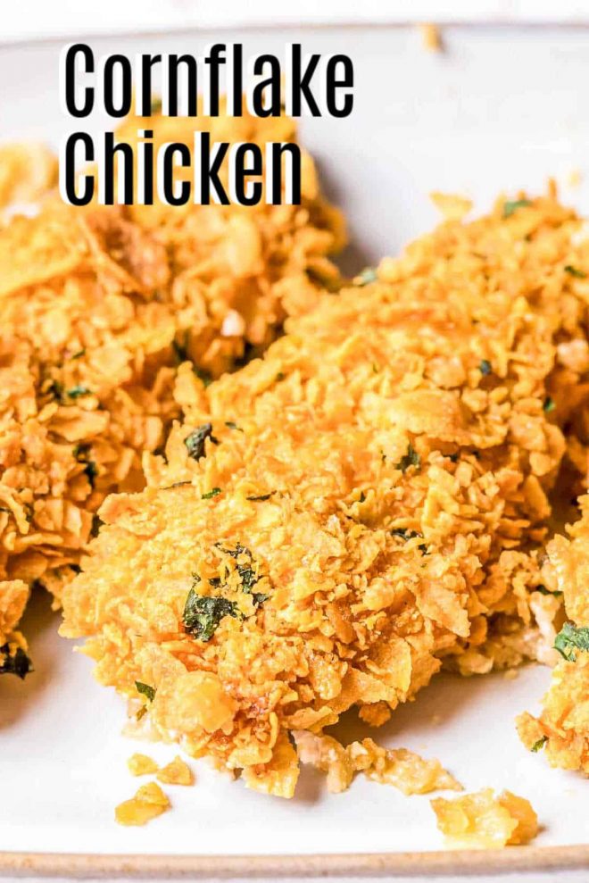 Pinterest image for Cornflake Chicken with title text