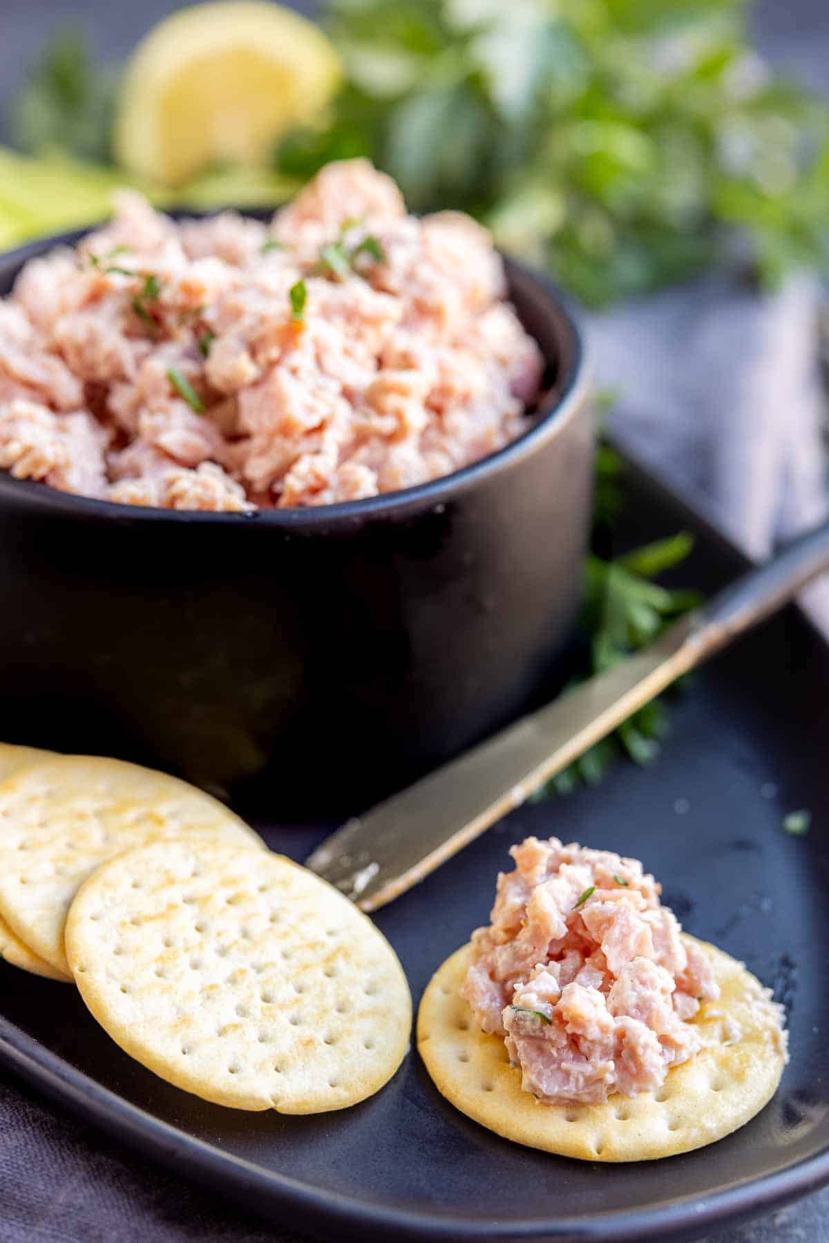 Deviled Ham spread on a cracker