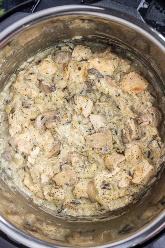 how to make Instant Pot Cream of Mushroom Chicken and Wild Rice