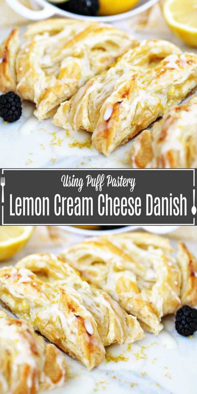 Pinterest image for Lemon Cream Cheese Danish with title text