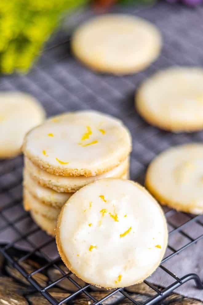 stacked Lemon Shortbread Cookies