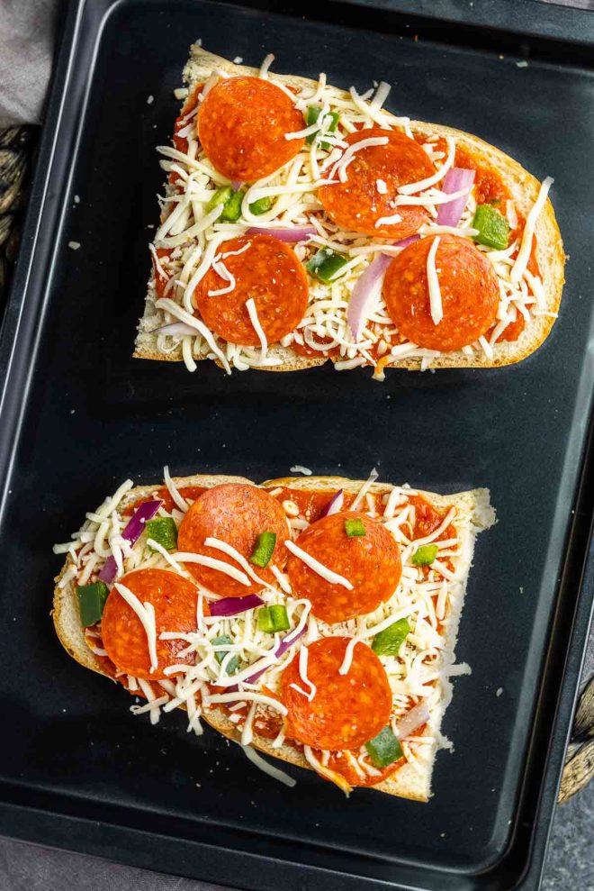 French Bread Pizza on a pan made in the oven