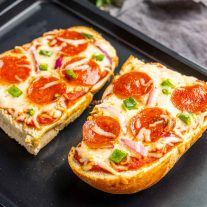 French Bread Pizza on a pan made in the oven