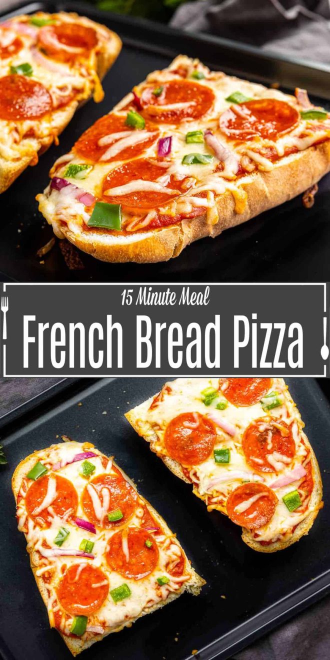 Pinterest image for French Bread Pizza with title text