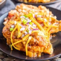 Instant Pot Salsa Chicken breast on a plate