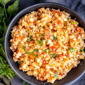 Keto Cauliflower Spanish Rice in a bowl