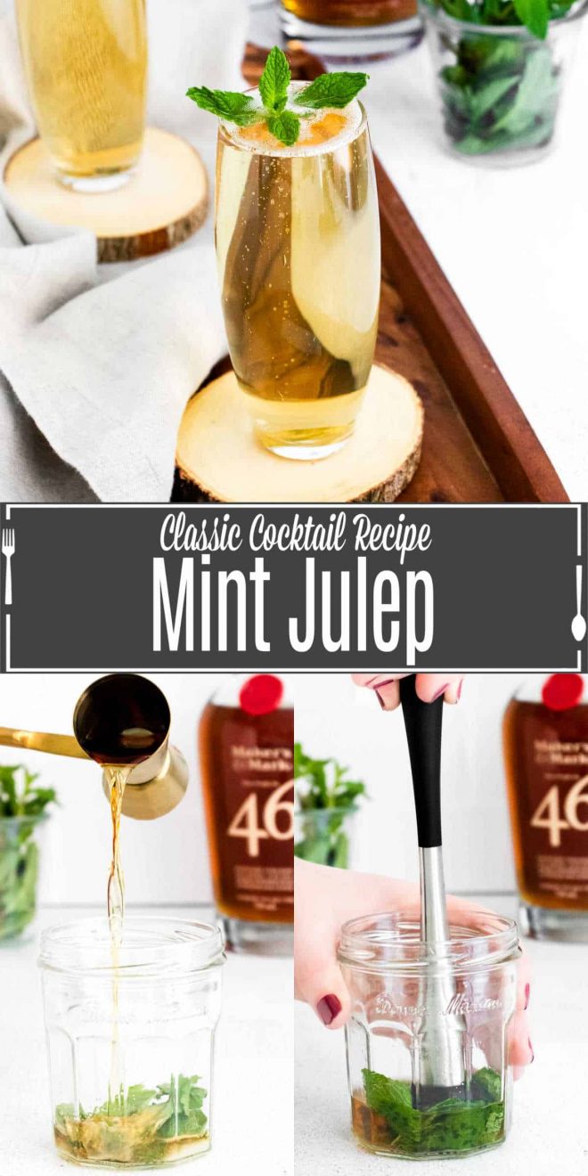 Pinterest image for Mint Julep Spritzers with title text