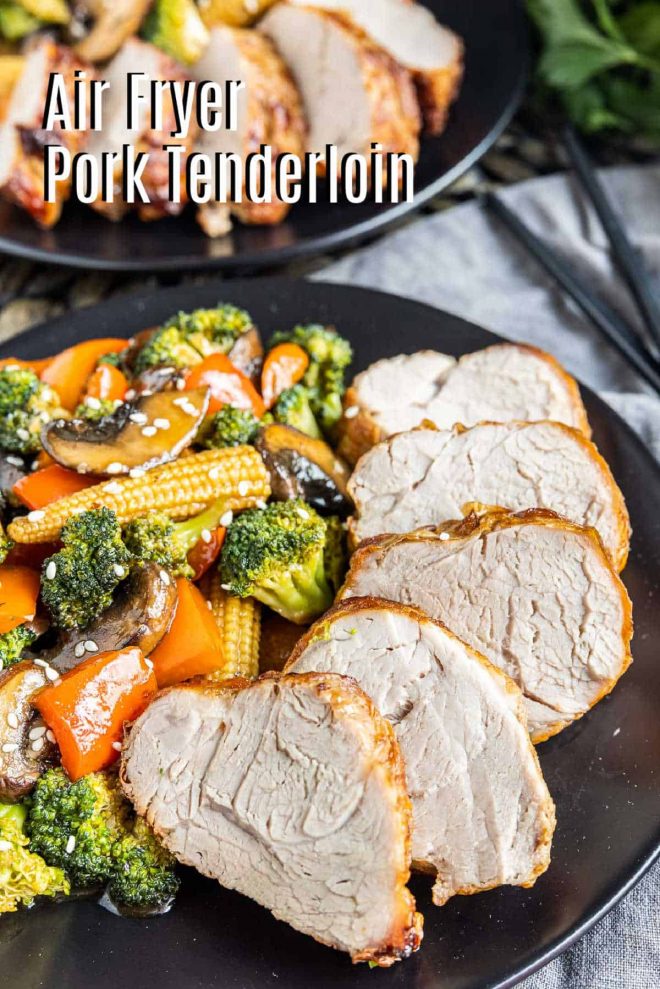 Pinterest image for Air Fryer Pork Tenderloin with title text
