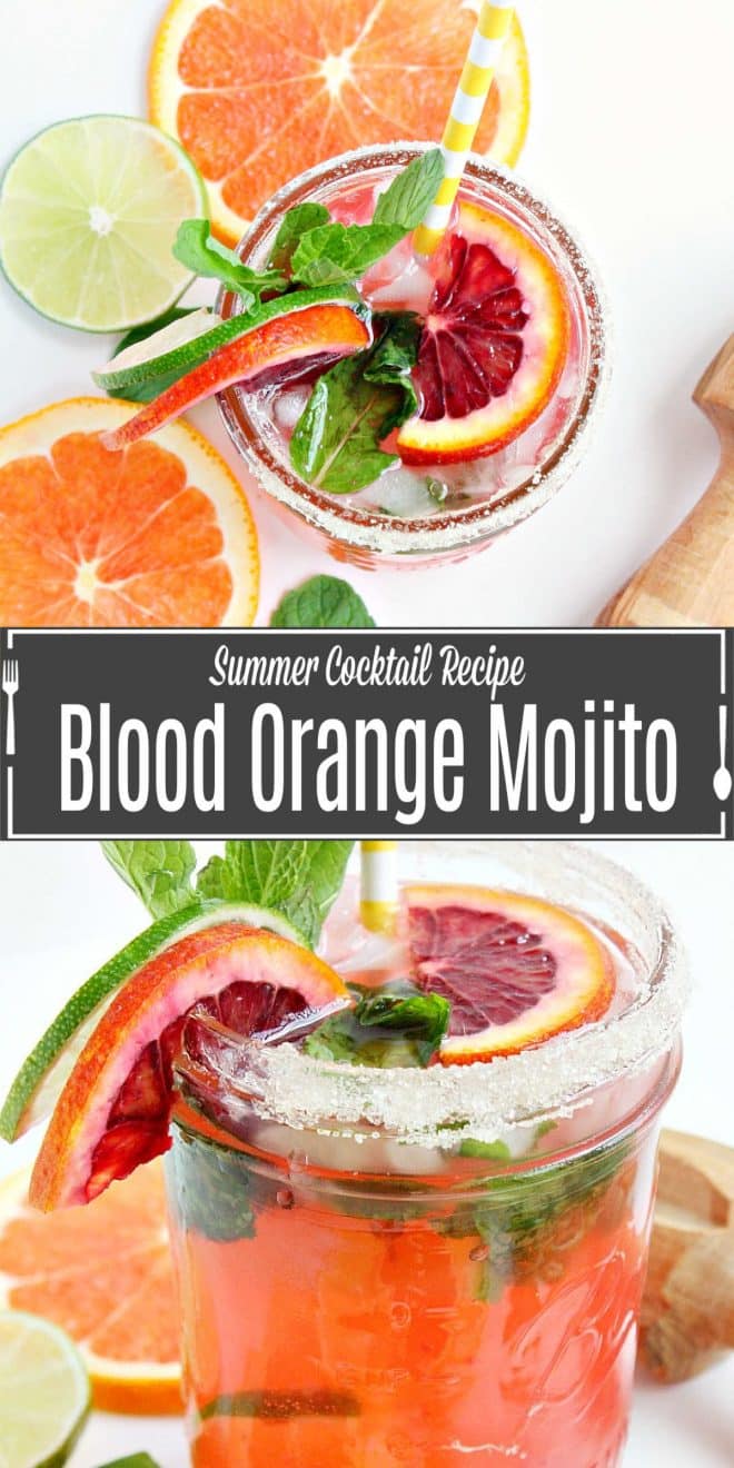 Pinterest image for Blood Orange Mojito with title text