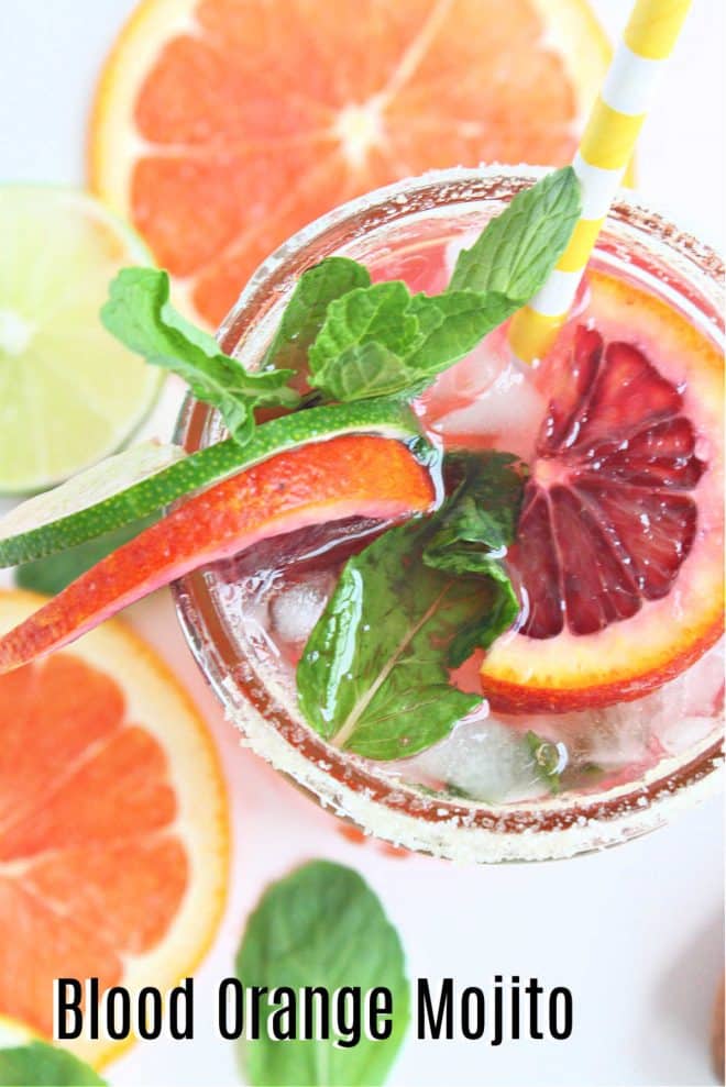 Pinterest image for Blood Orange Mojito with title text