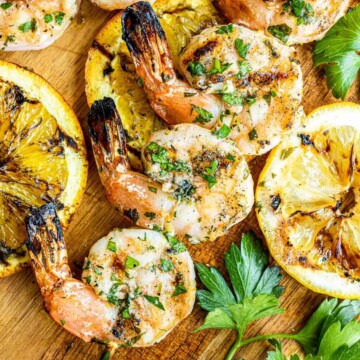 Citrus Marinated Grilled Shrimp skewers