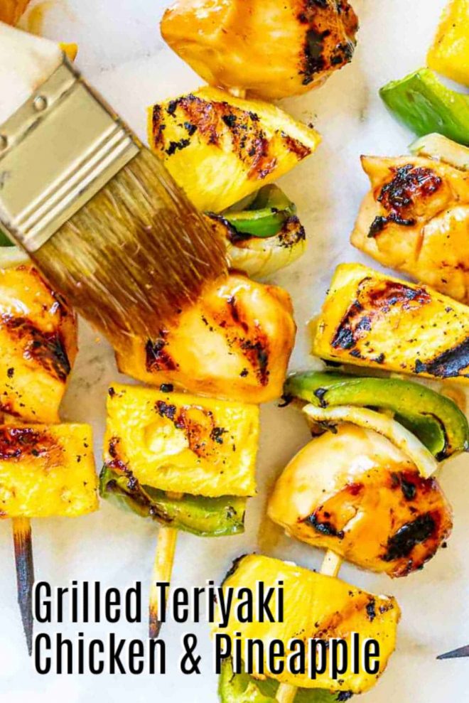 Pinterest image for Grilled Teriyaki Chicken and Pineapple with title text