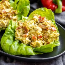 keto Curry Chicken Salad in lettuce cup