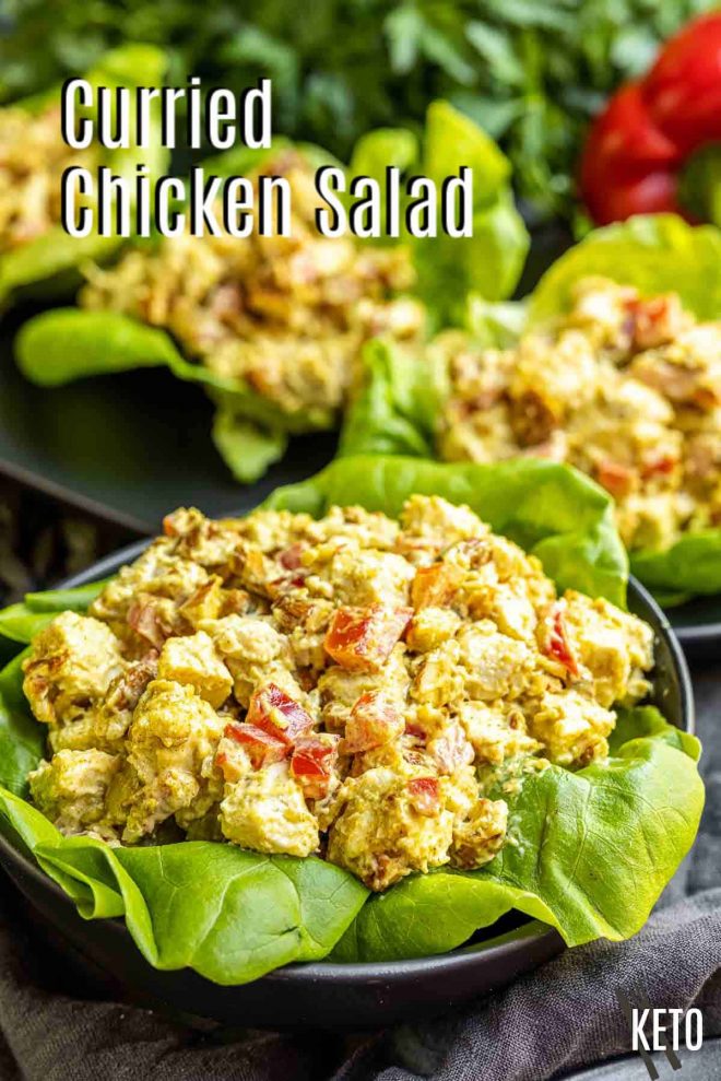 Pinterest image for Curry Chicken Salad with title text