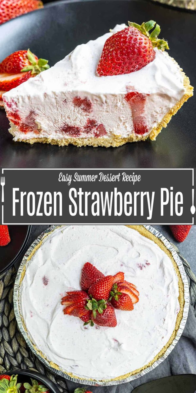 Pinterest image for Frozen Strawberry Pie with title text