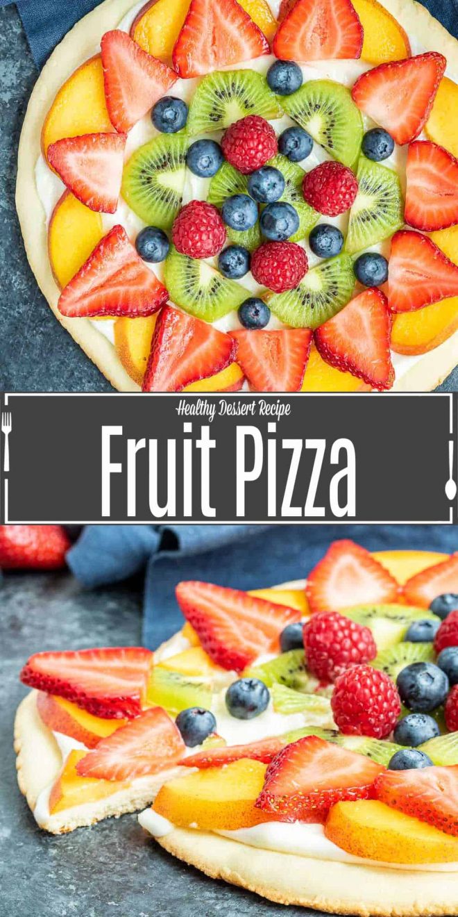 Pinterest image for Fruit Pizza with title text