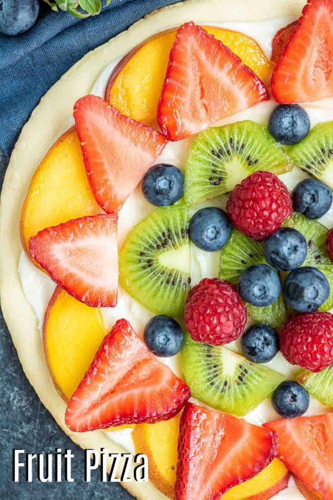 Pinterest image for Fruit Pizza with title text