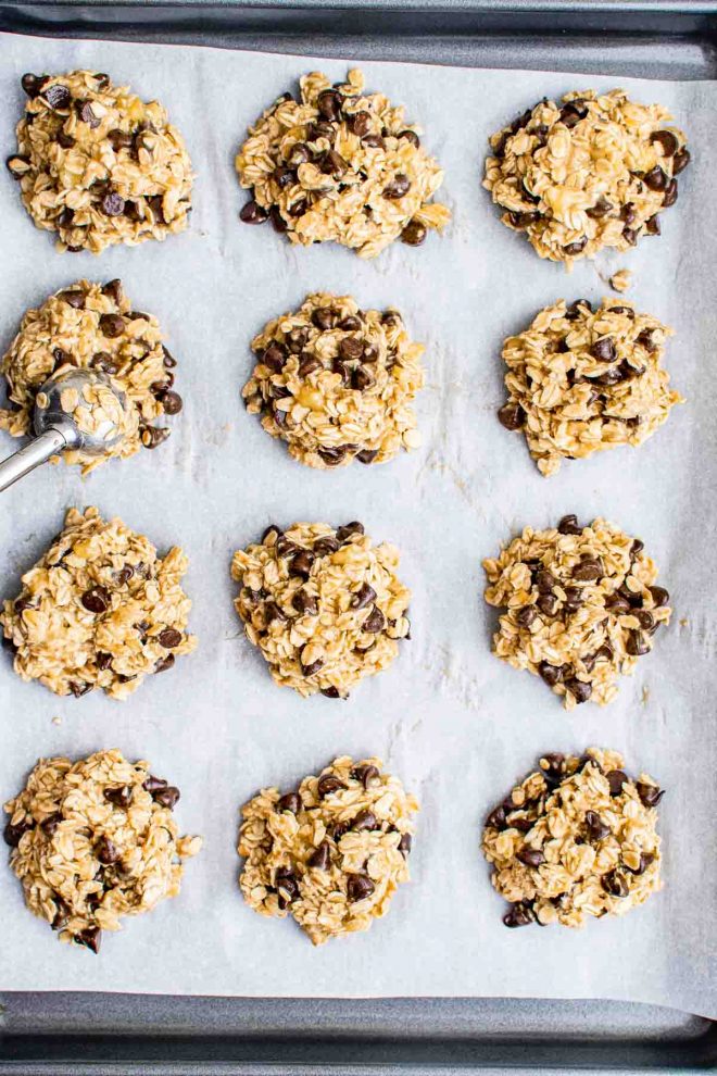 cookie sheet with Healthy Oatmeal Cookies