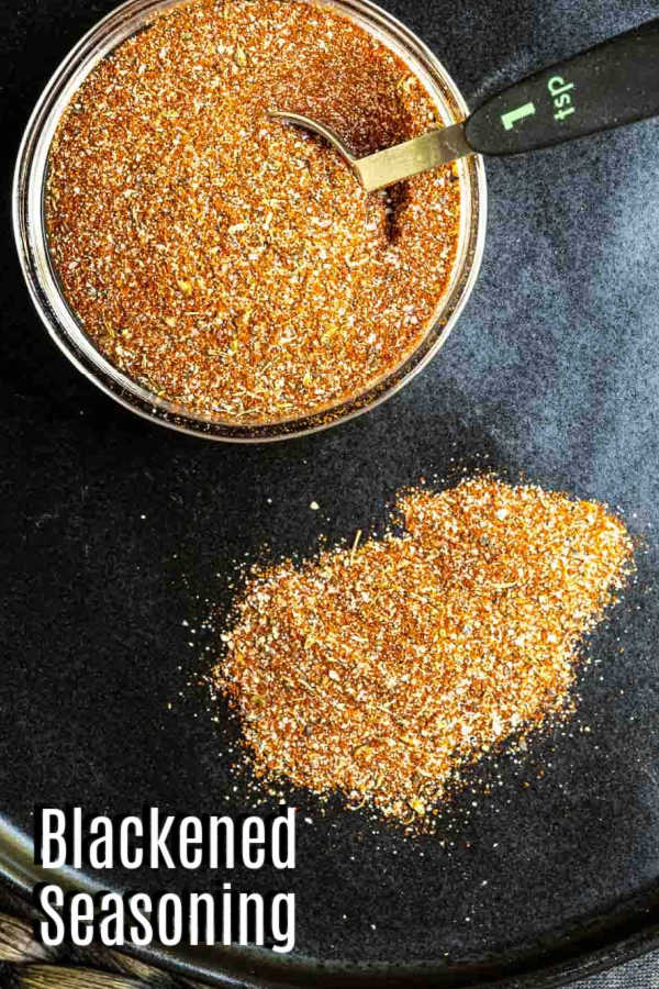 Pinterest image for Blackened seasoning with title text