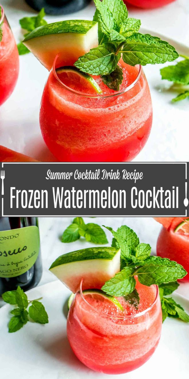 Pinterest image for Frozen Watermelon Cocktail with title text